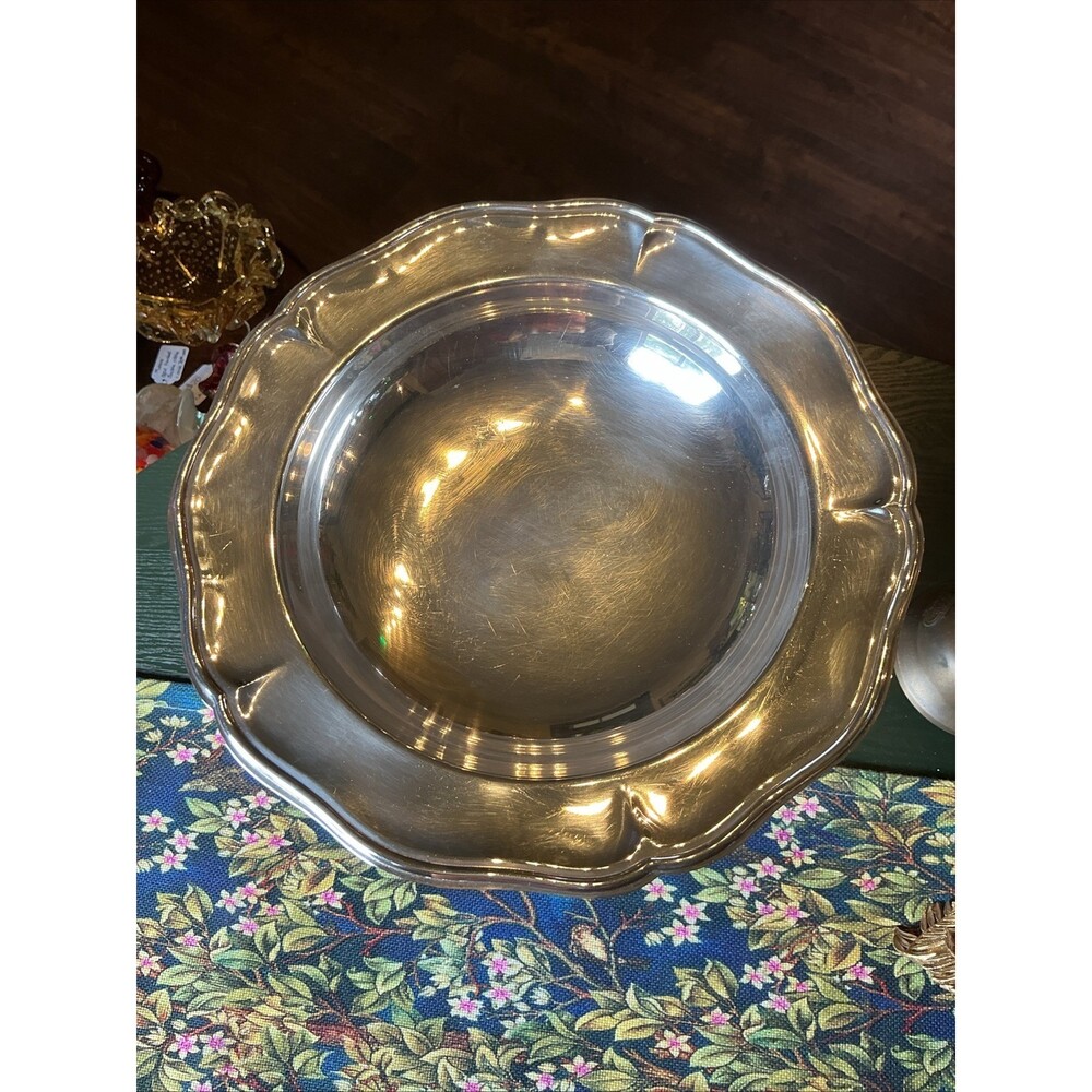 Vintage Sheridan Silver Plated Scalloped Rim Round 12" Serving Platter